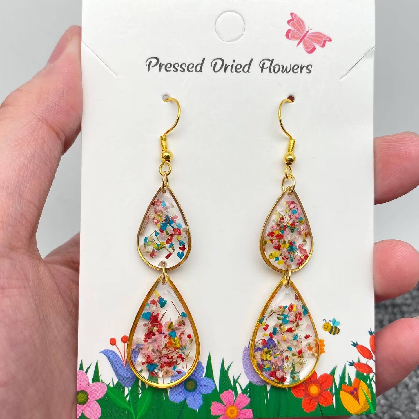 PDF - Floral Double Drop Charm Dangle Earrings