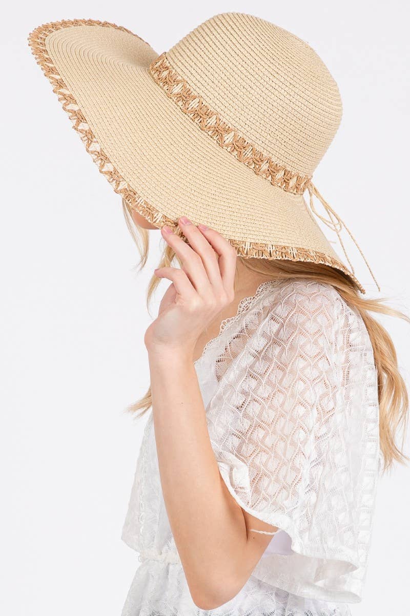 Edge Band Woven Detail Wide Sun Hat