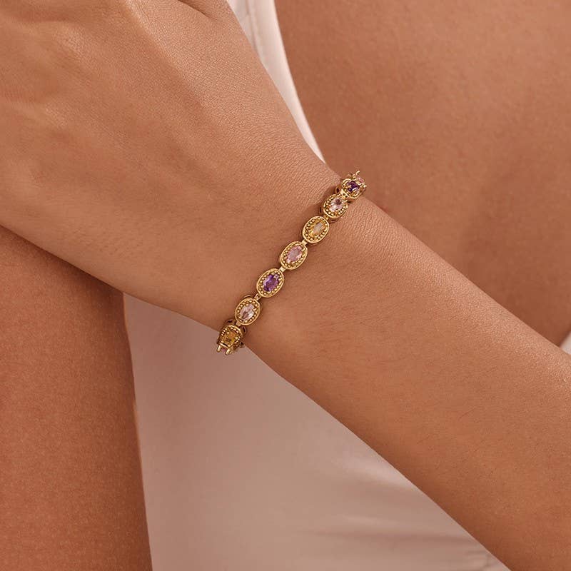 Multicolor Rainbow Crystal Halo Bracelet | 40B5268