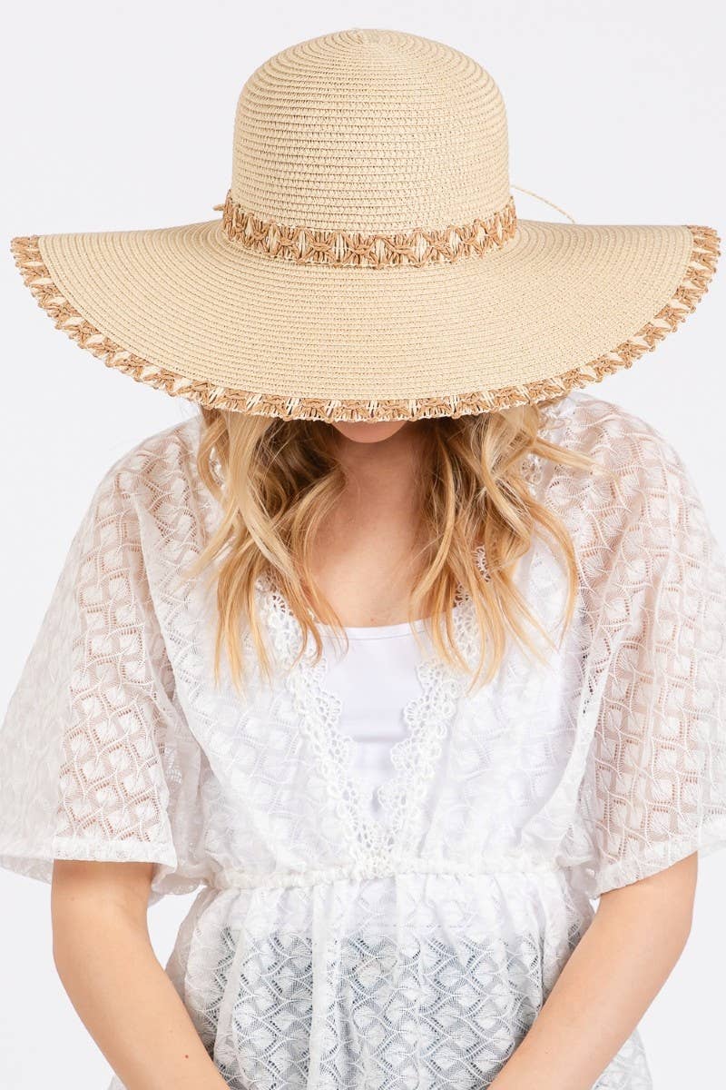 Edge Band Woven Detail Wide Sun Hat
