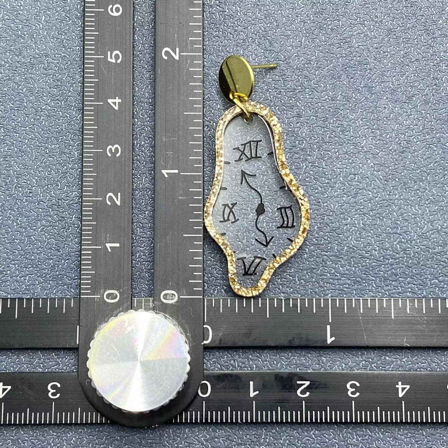 Time Flies Geometric Acrylic Clock Dangle Earrings