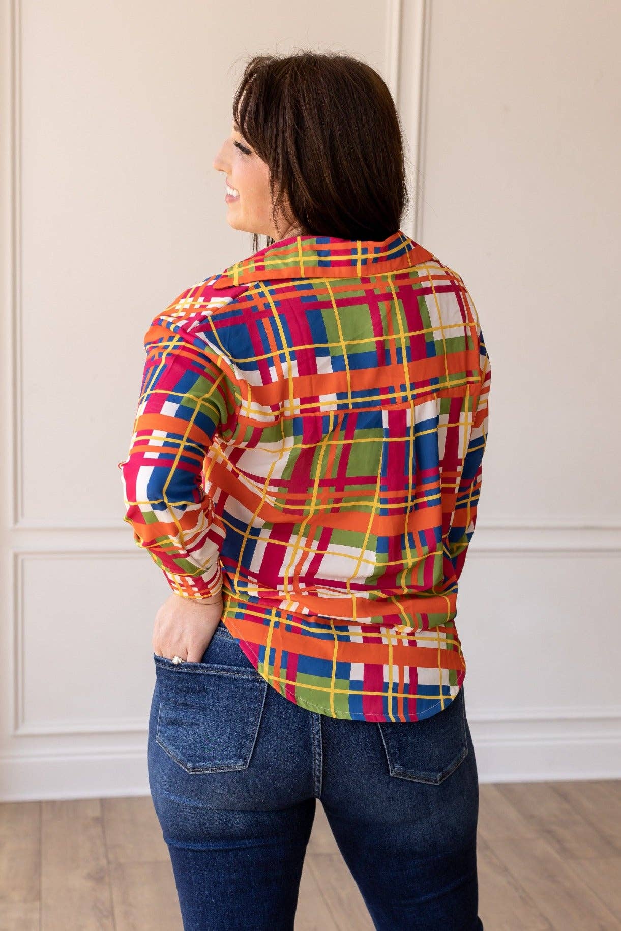 The Cathryn Multicolor Plaid Button Down Top