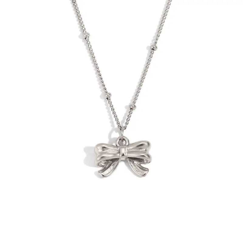 Golden Ribbon Bow Necklace