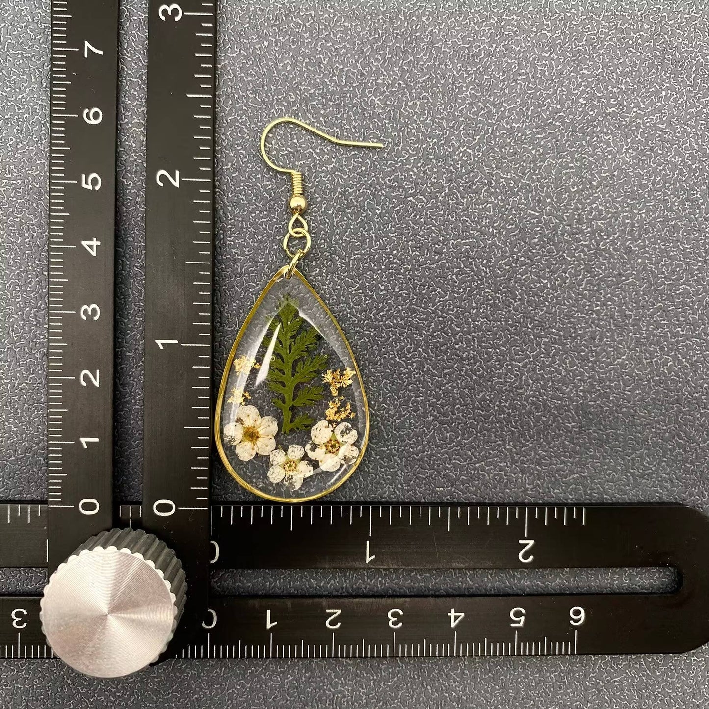 Dried Flowers Floral Drop Shaped Dangle Earrings - PDF