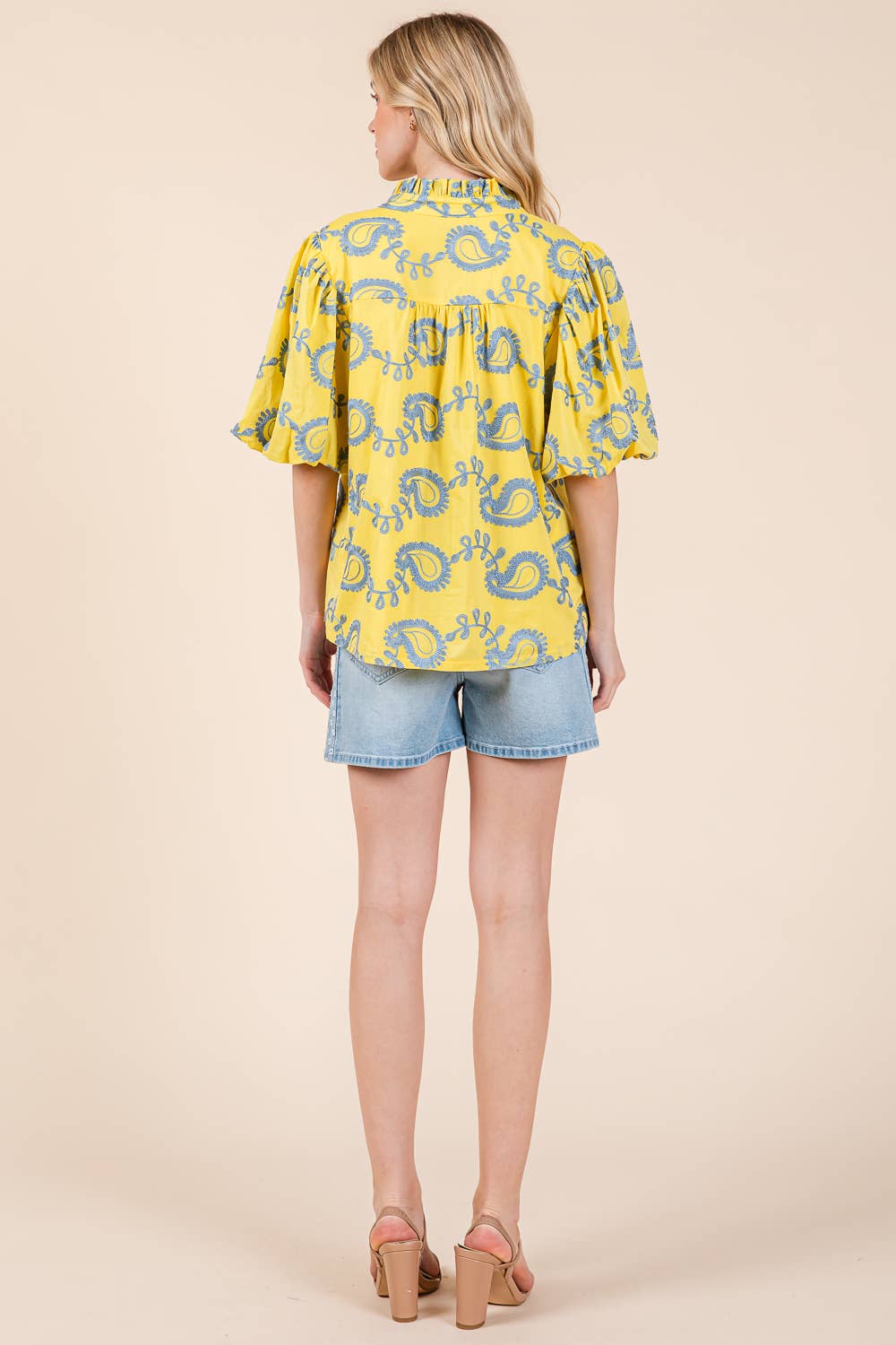 Plus Paisley Embroidered Button-Up Blouse, MT51230PL