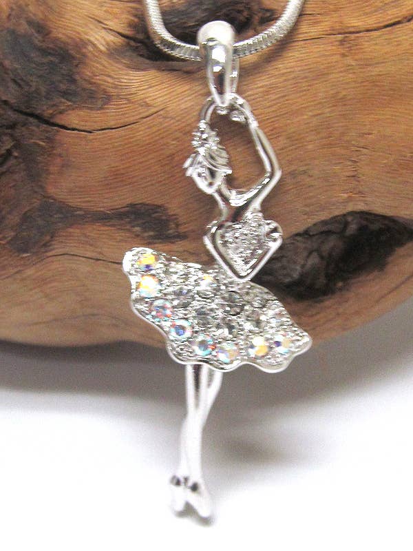( C331 ) CRYSTAL BALLET PENDANT NECKLACE