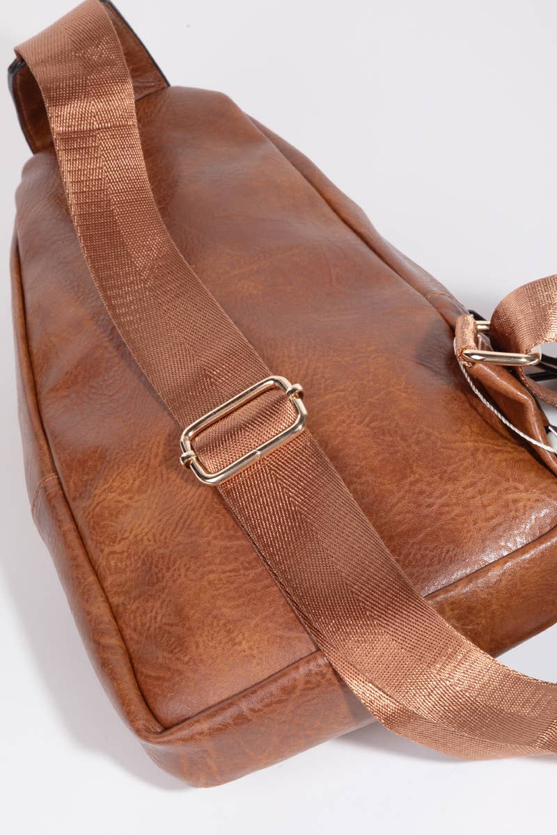 Polished Faux Leather Sling Bag