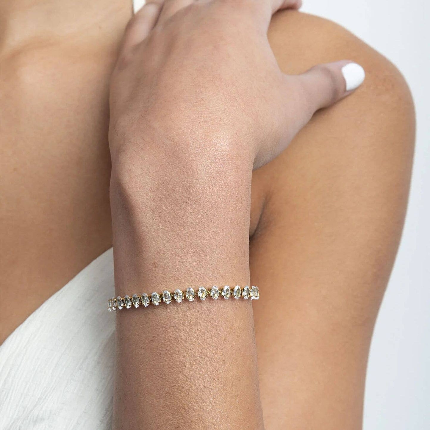 Oval Cubic Zirconia Tennis Chain Bracelet