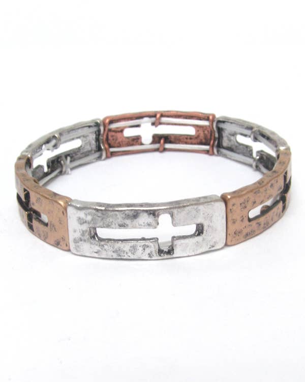 ( A466 ) METAL CUTOUT CROSS BRACELET