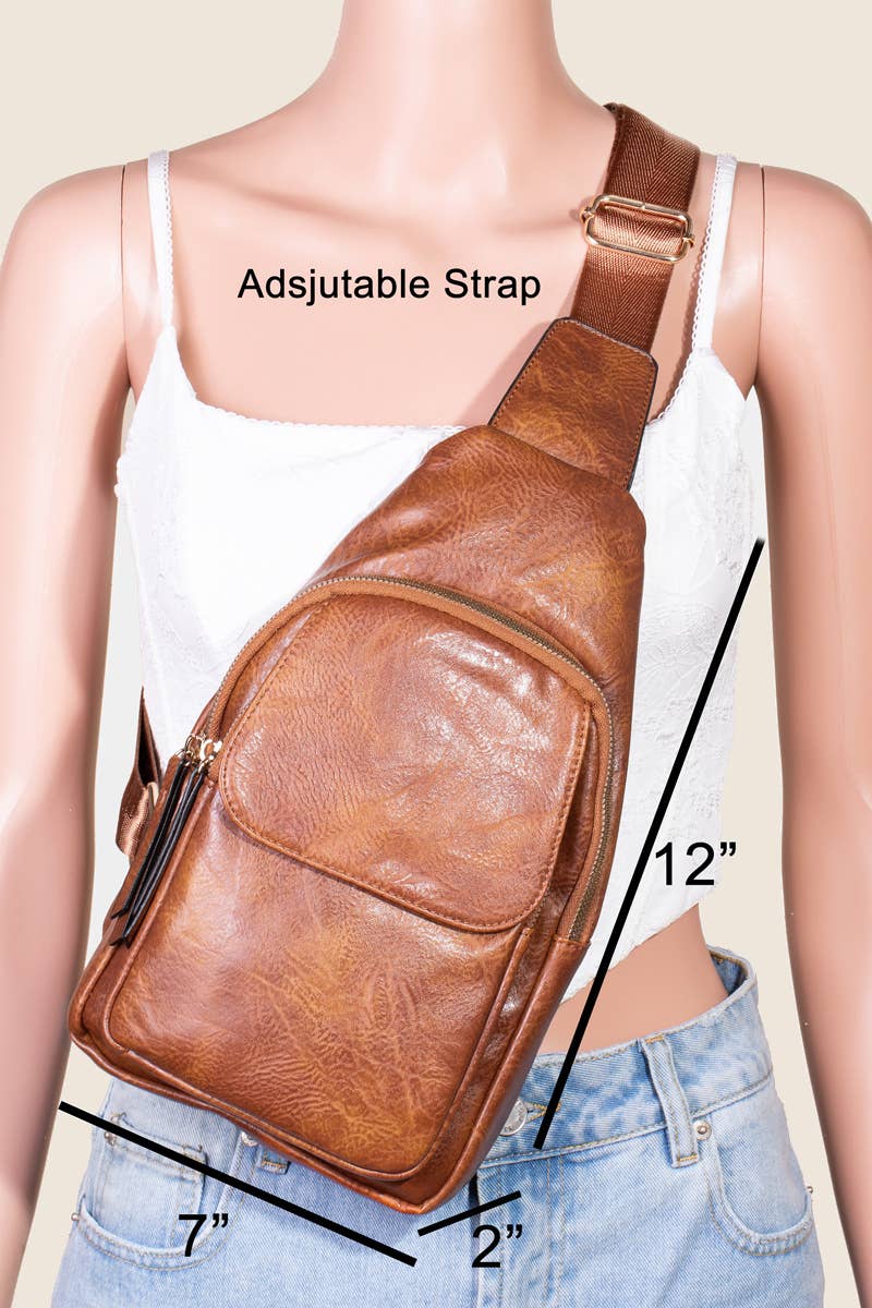 Polished Faux Leather Sling Bag