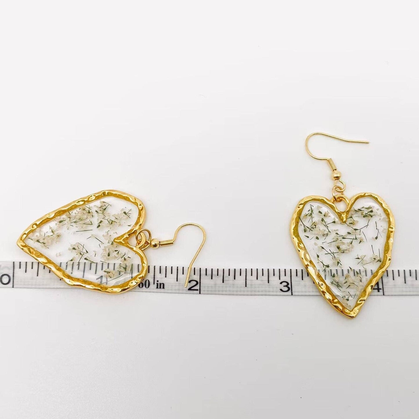 Queen Anne's Lace Dried Flower Heart-Shaped Earrings - PDF