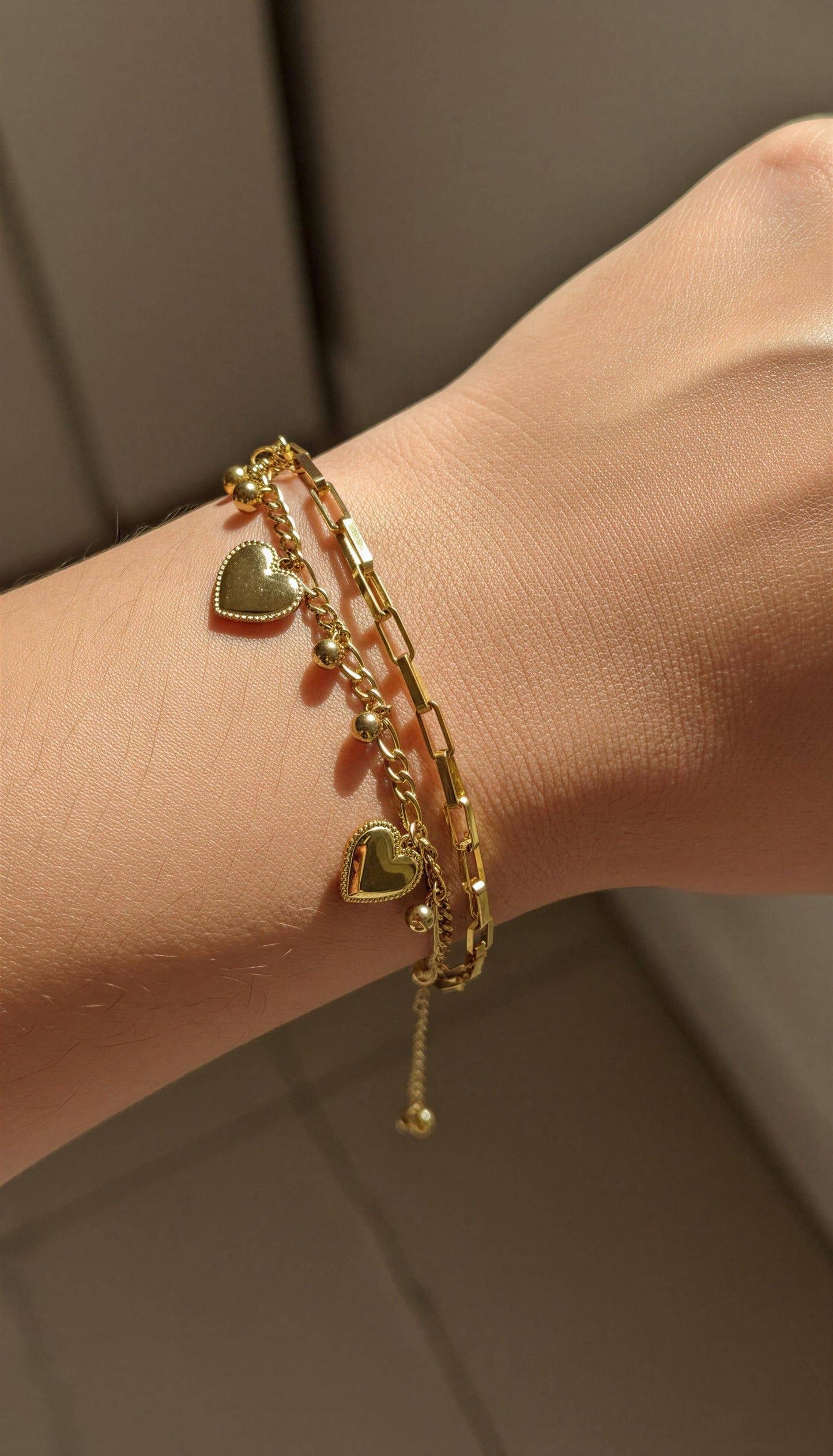 Vaila Double Heart Chain Bracelet