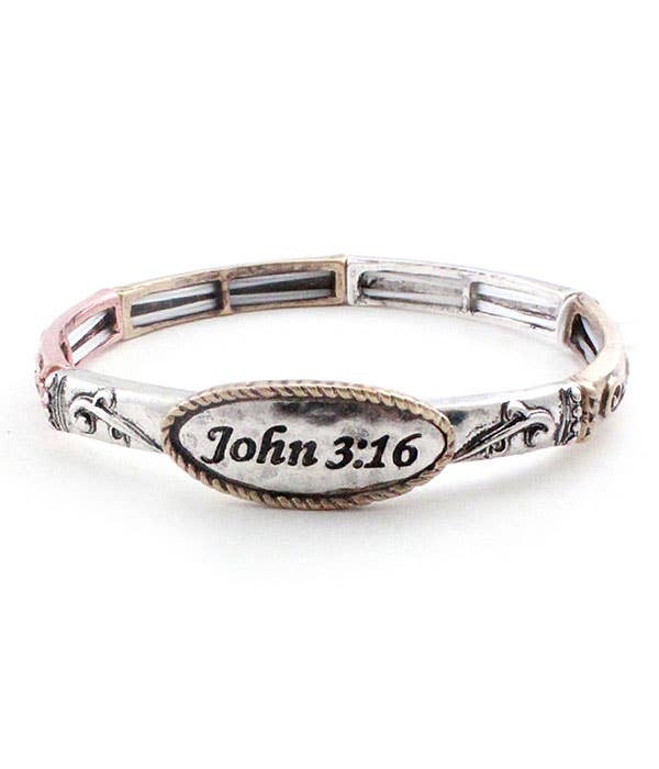 ( C242 ) RELIGIOUS INSPIRATION STRETCH BRACELET - JOHN 3:16