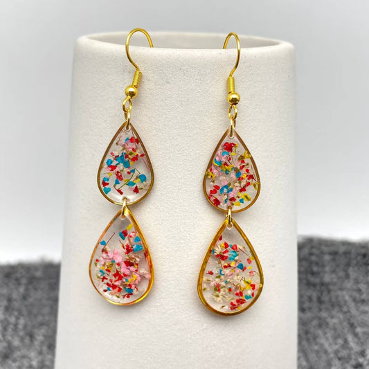 PDF - Floral Double Drop Charm Dangle Earrings