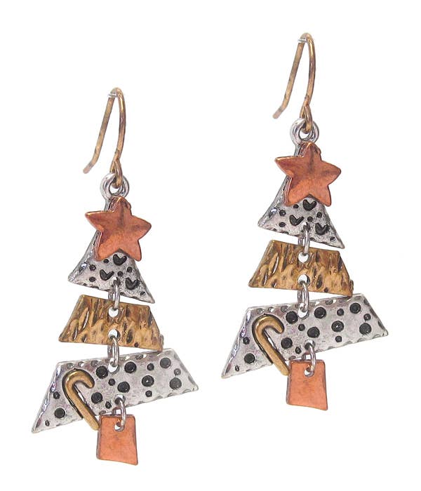 ( B642 )  CHRISTMAS THEME TREE EARRING