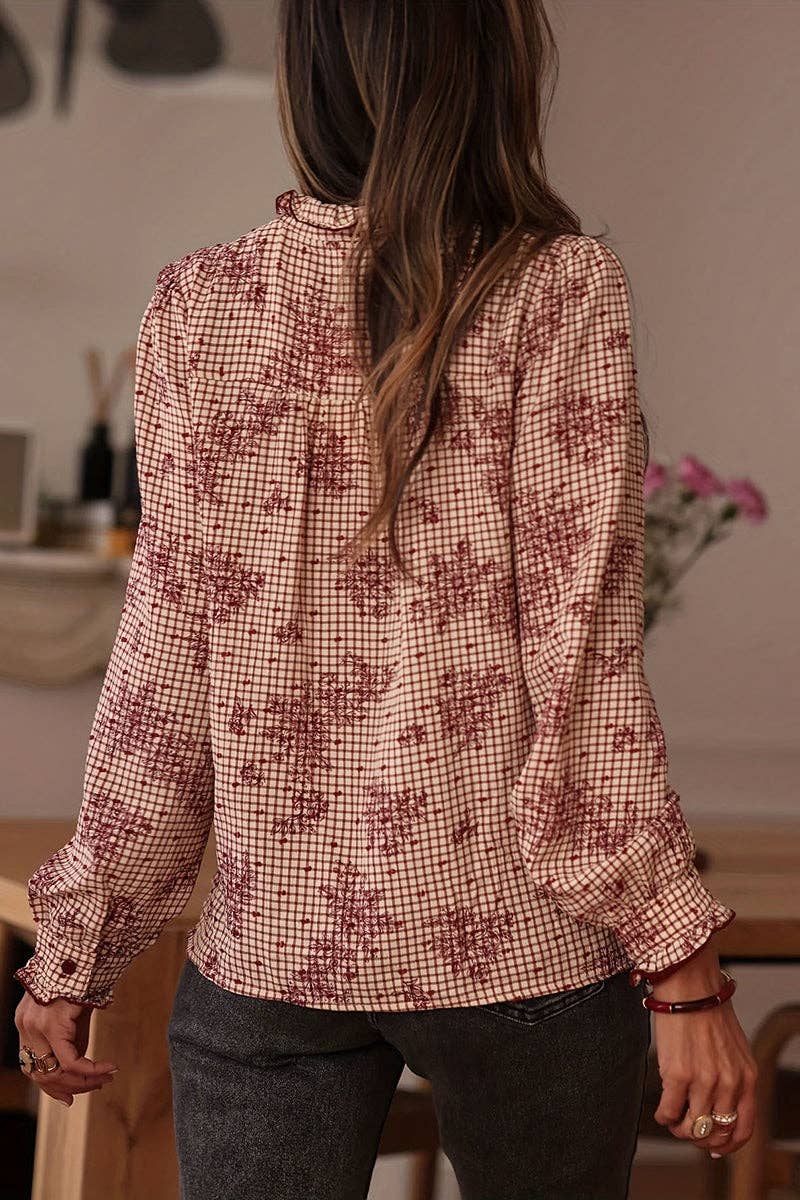 Ruffled Button-Down Blouse