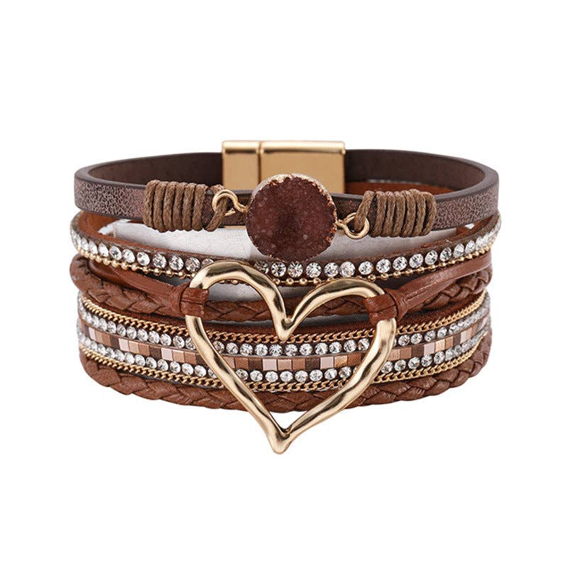 Multi-Layer Heart Charm Bangle Bracelets - BJ/LB