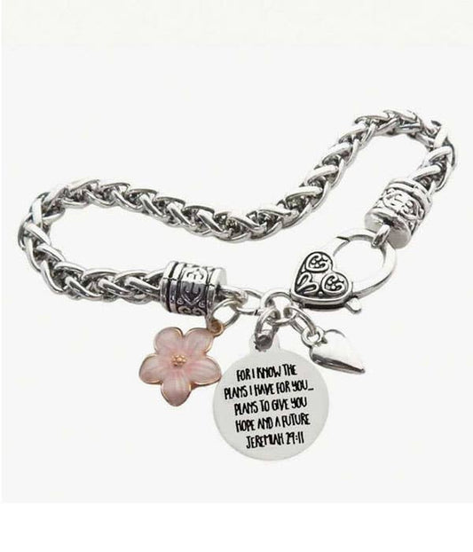 ( J303 ) RELIGIOUS INSPIRATION MESSAGE BRACELET - JER 29:11