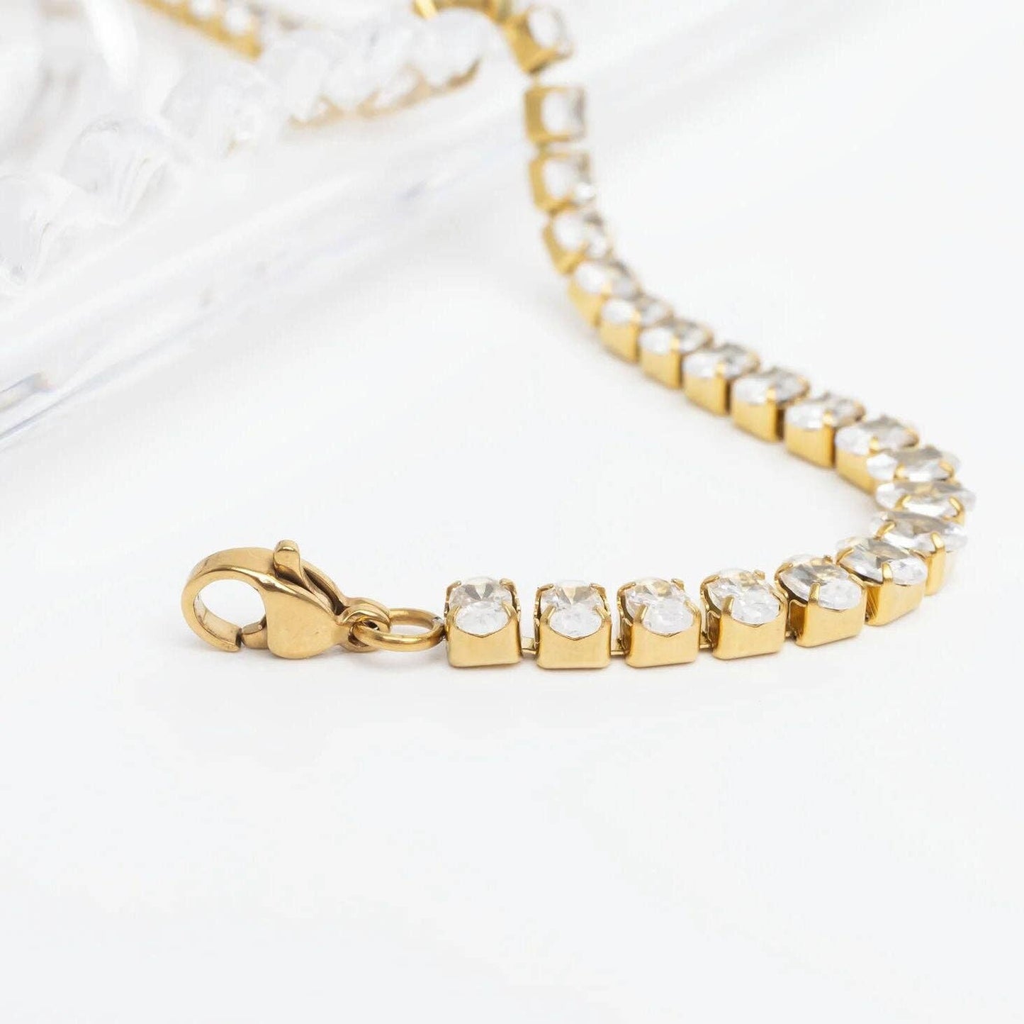 Oval Cubic Zirconia Tennis Chain Bracelet
