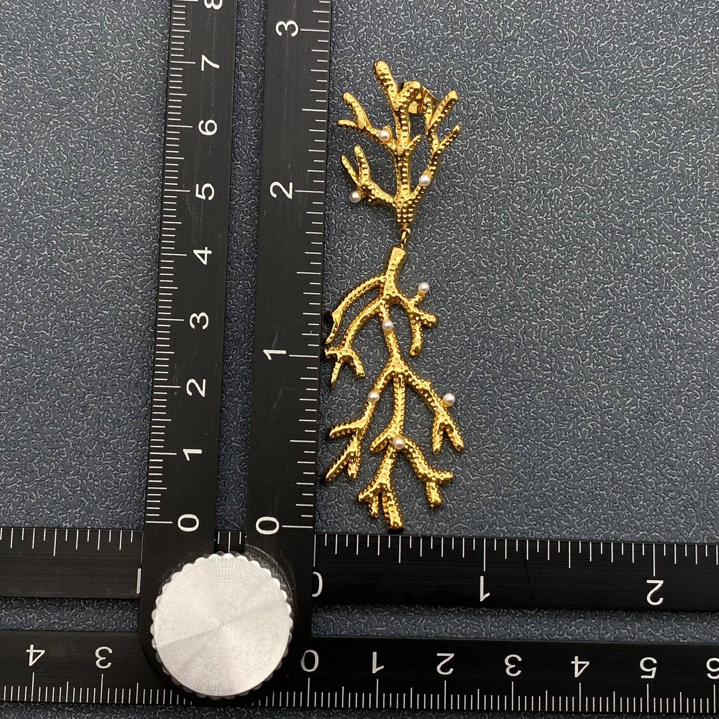 Inlaid Pearl Coral 18K Gold Plated SS Post Earrings - FGS