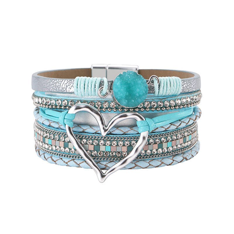 Multi-Layer Heart Charm Bangle Bracelets - BJ/LB