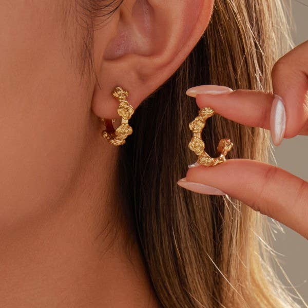 18K STAINLESS STEEL WATERPROOF TARNISH FREE HOOPS | 40E400
