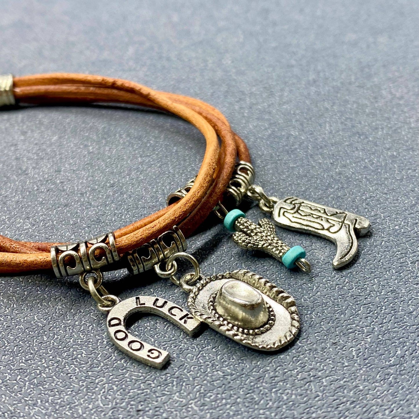 Western Style Charm Multi-Layer Artificial Leather  Bracelet - WJ