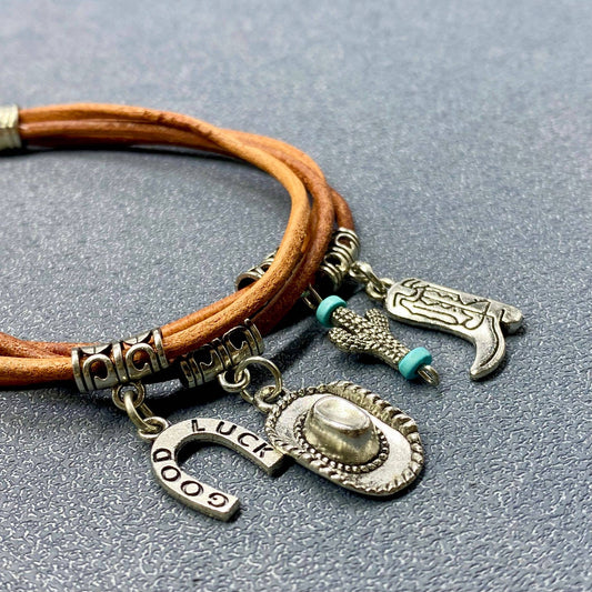 Western Style Charm Multi-Layer Artificial Leather  Bracelet - WJ