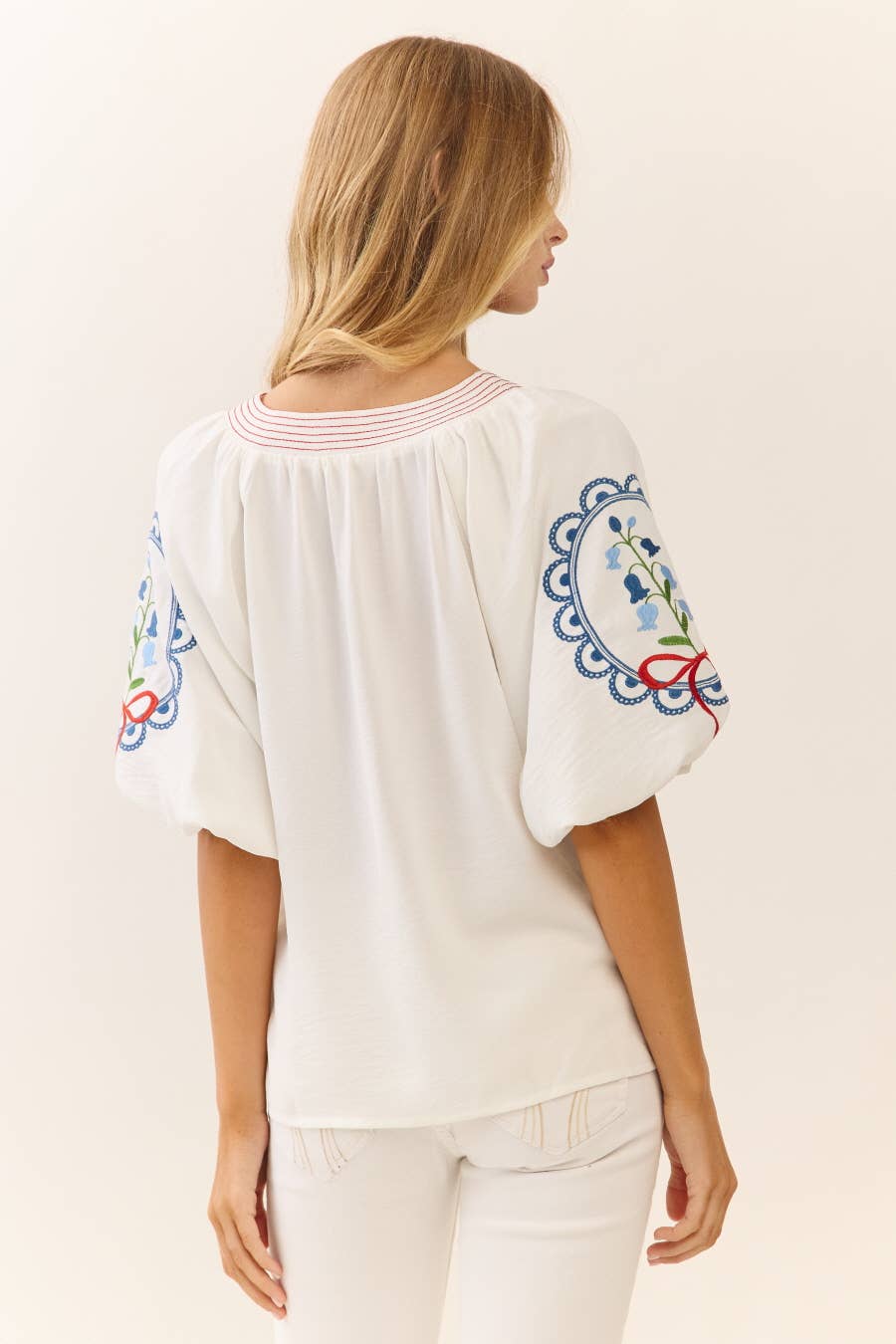 Solid Airflow Peasant Blouse
