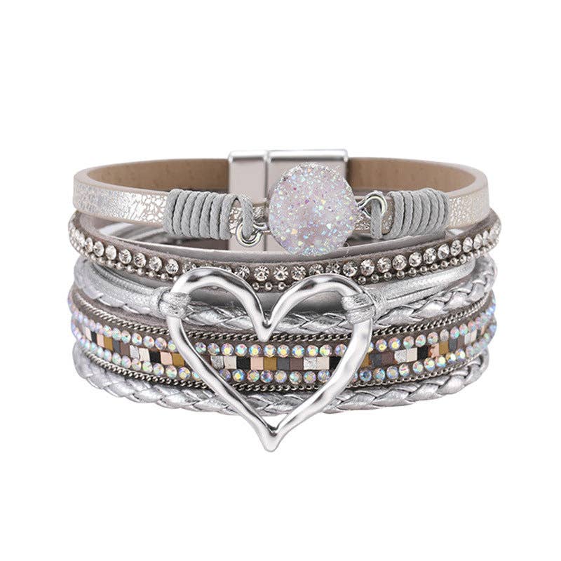Multi-Layer Heart Charm Bangle Bracelets - BJ/LB