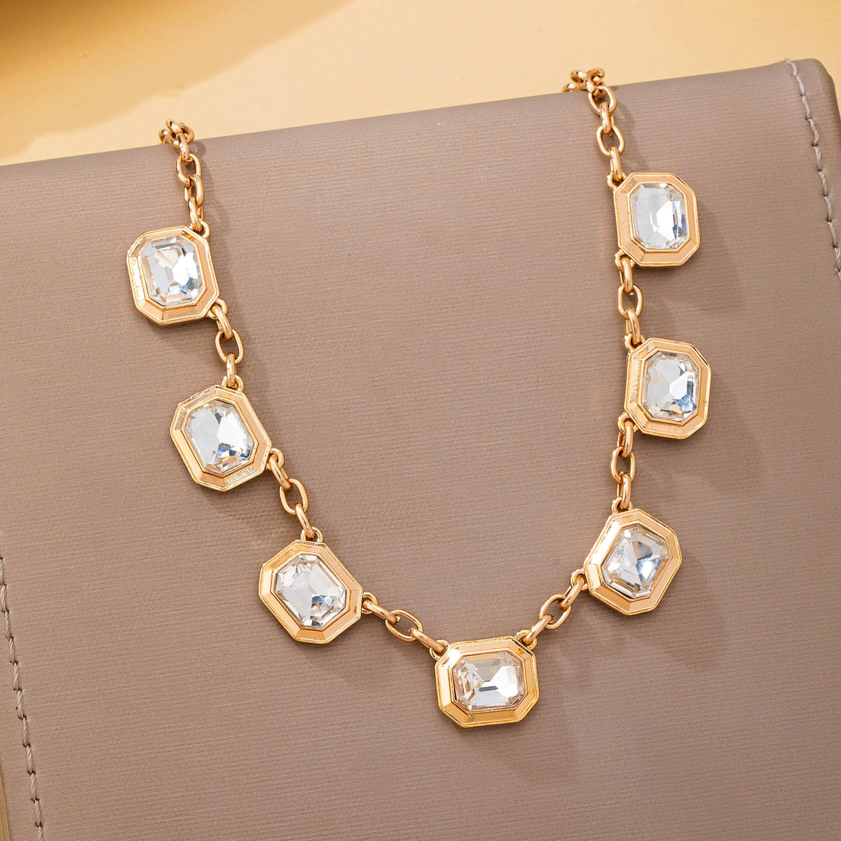 Emerald-Cut Crystal Statement Drop Necklace | 80N93252