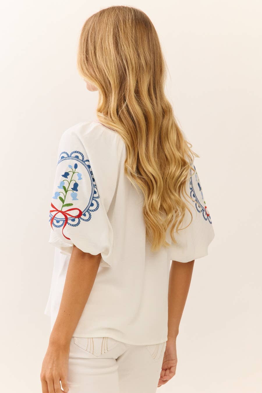 Solid Airflow Peasant Blouse