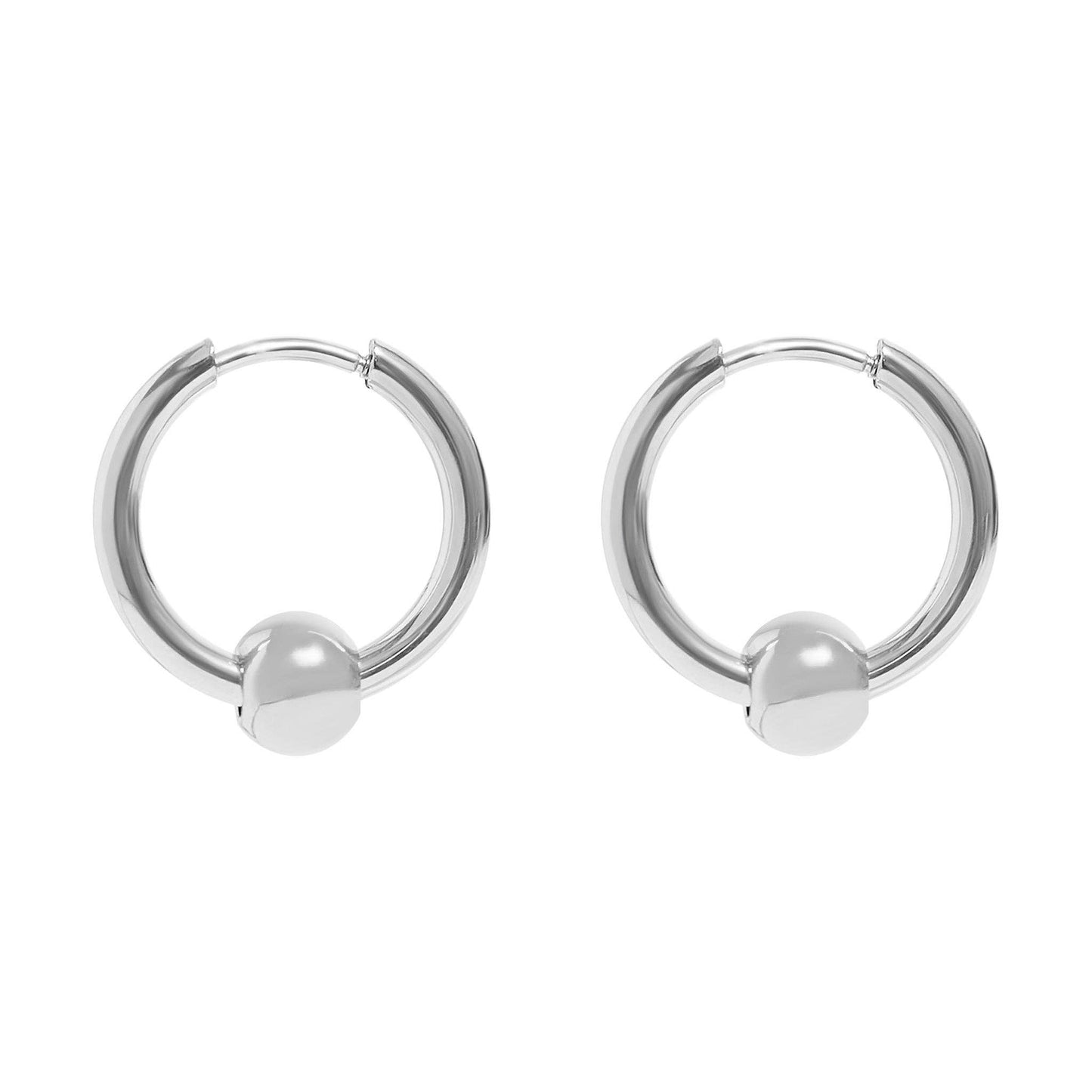 Ball Charm Huggie Hoop Earrings 18K Gold PVD Stainless Steel