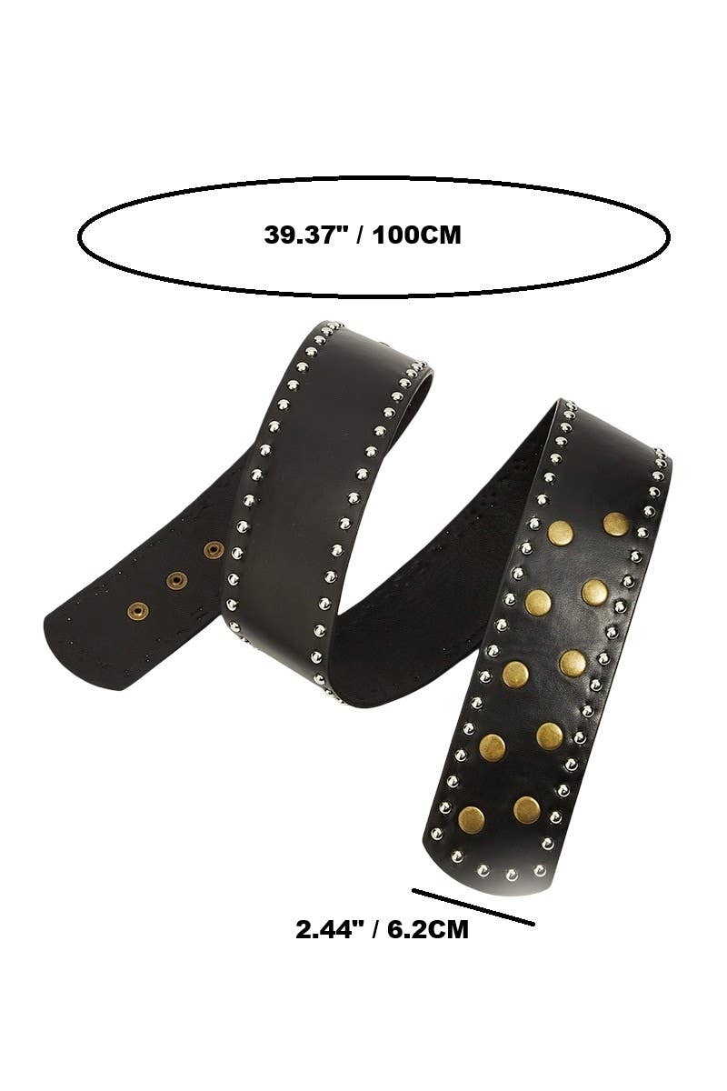 Wide Studded Fashion Belt