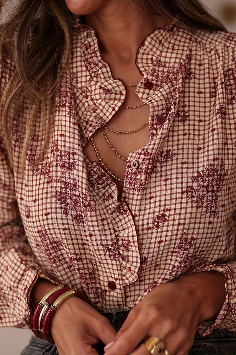 Ruffled Button-Down Blouse