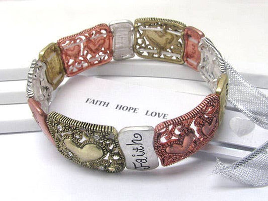 ( J189 )  INSPIRATION MESSAGE STRETCH BRACELET