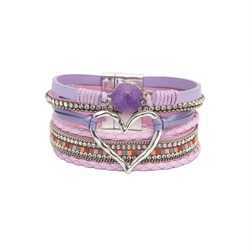 Multi-Layer Heart Charm Bangle Bracelets - BJ/LB