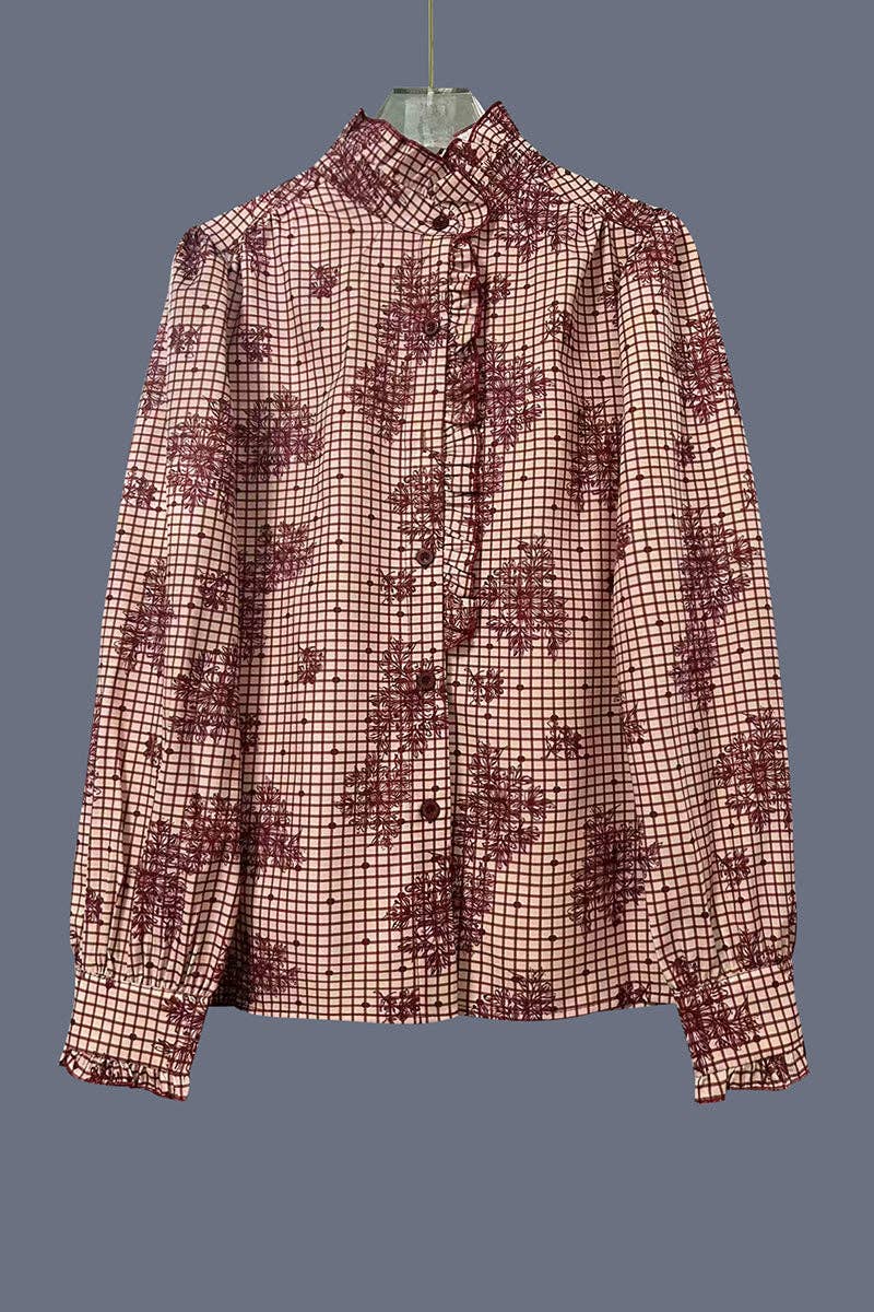 Ruffled Button-Down Blouse