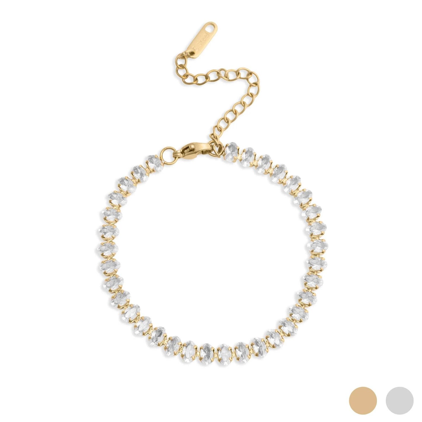 Oval Cubic Zirconia Tennis Chain Bracelet