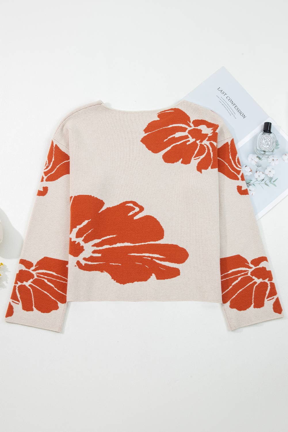 Floral Print Wide Sleeve Sweater (S-XL)