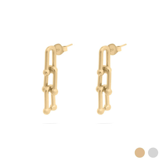 18K Gold PVD Stainless Steel Thin Ulock Chain Earrings
