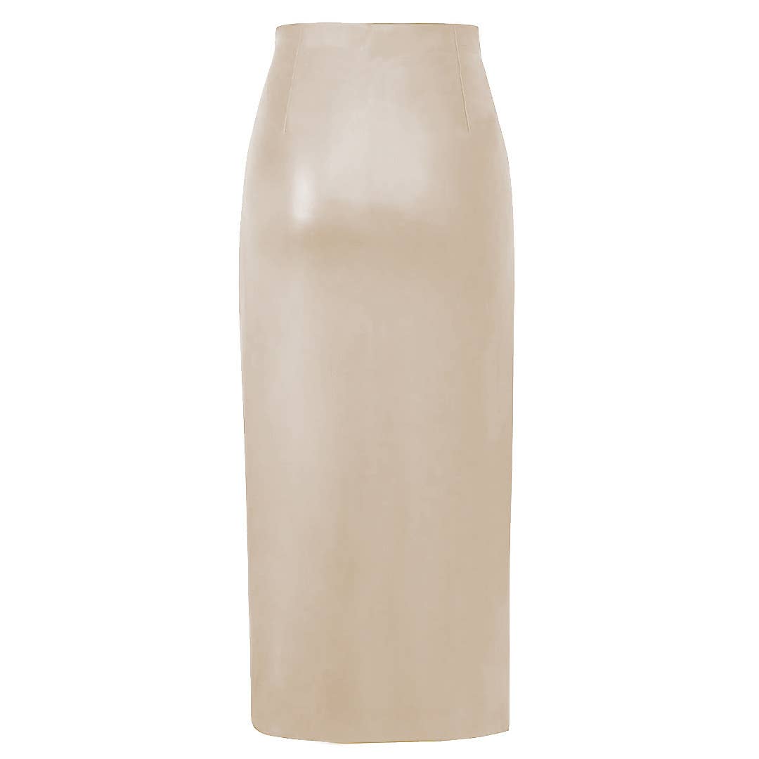 PU SPLIT LEATHER SKIRT HIGH WAIST ZIPPER SKIRT