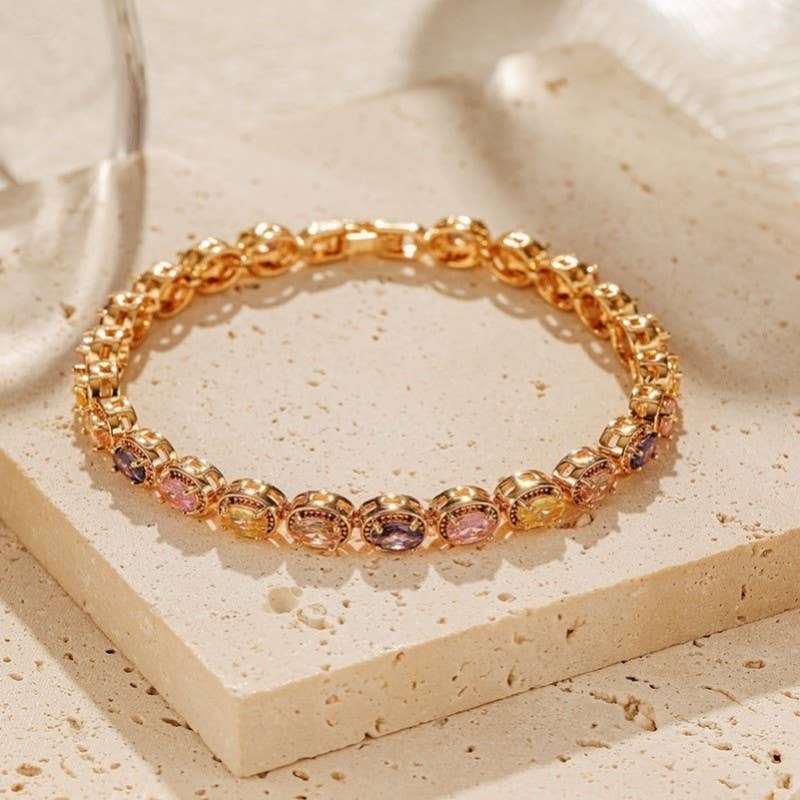 Multicolor Rainbow Crystal Halo Bracelet | 40B5268