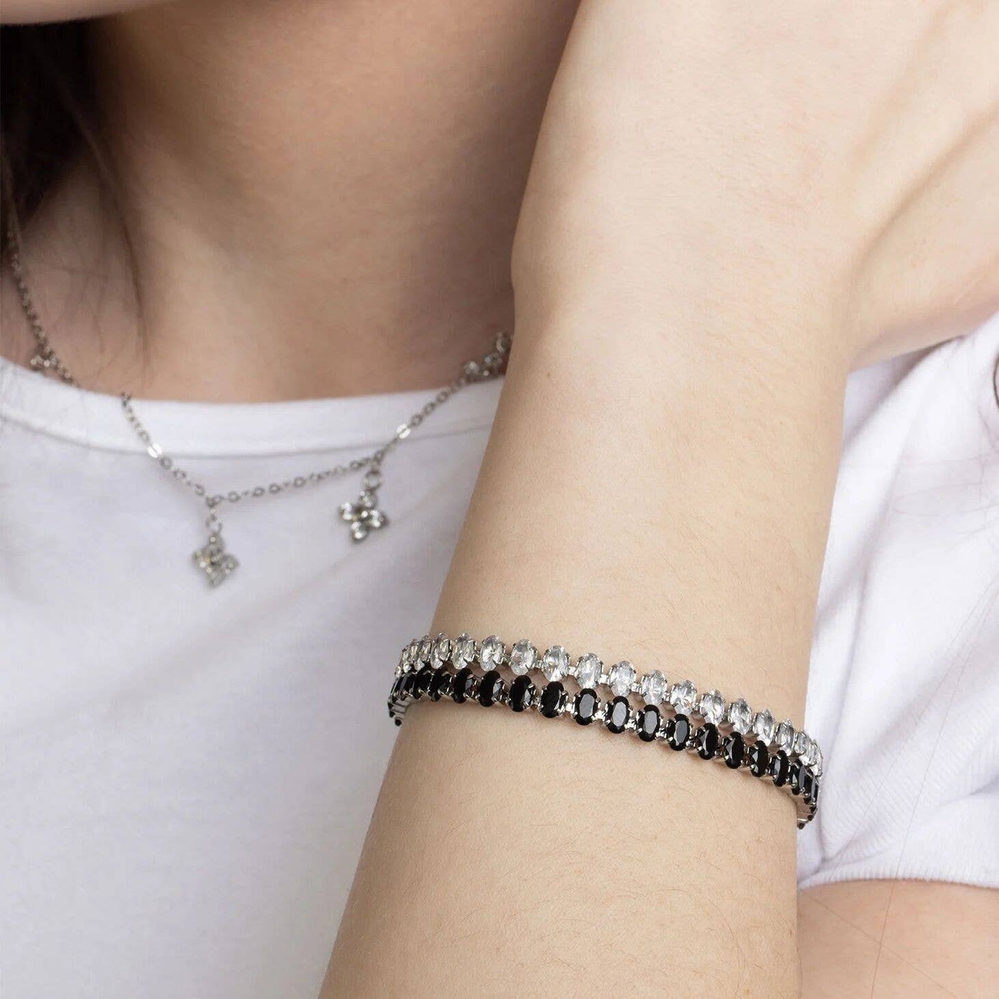 Oval Cubic Zirconia Tennis Chain Bracelet