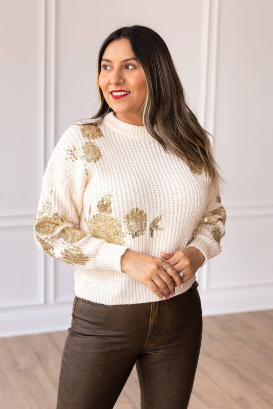 Champagne Garden Sweater in Ivory