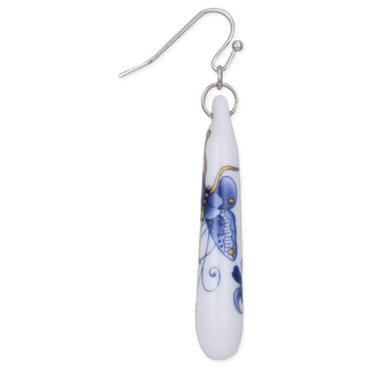 White Ceramic Butterfly Bar Earrings