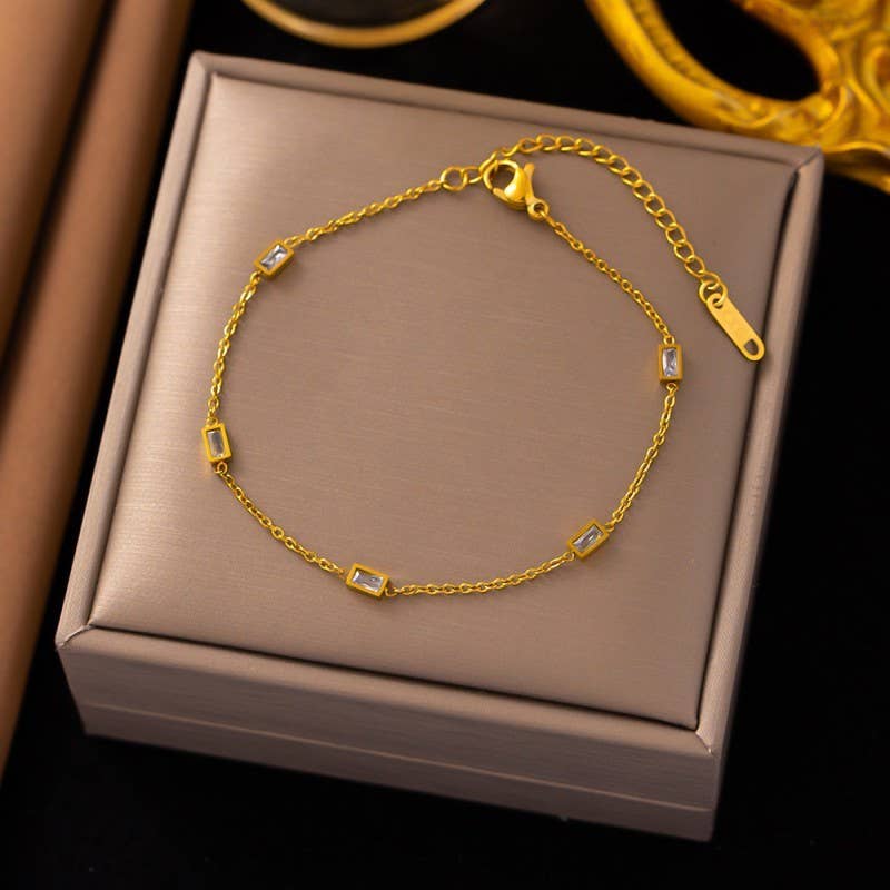 18K STAINLESS STEEL TARNISH FREE RHINE BRACELET | 40B5210