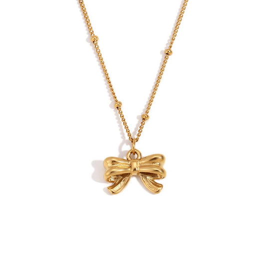 Golden Ribbon Bow Necklace