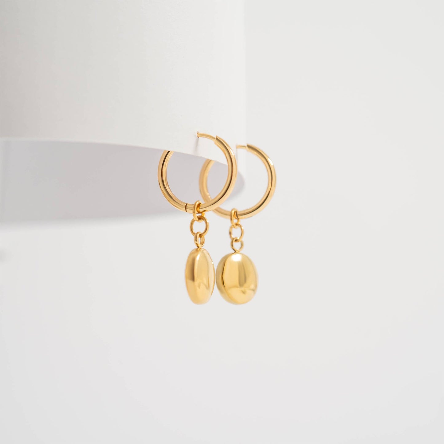 18K Gold PVD Stainless Steel Coin Pendant Huggie Earrings