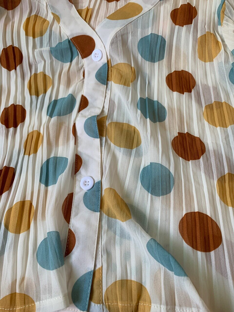 Button-Front Polka Dot Blouse